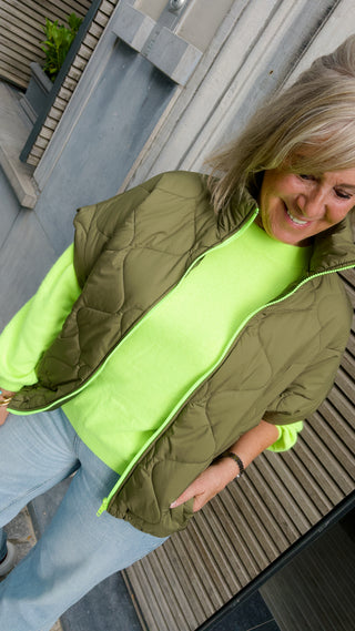 PIPER JACKET KHAKI/NEON GREEN