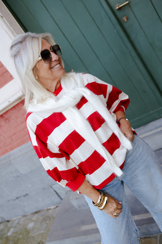 LISA SWEATER STRIPES RED
