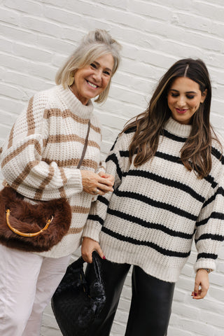 GIGI STRIPED KNIT BEIGE