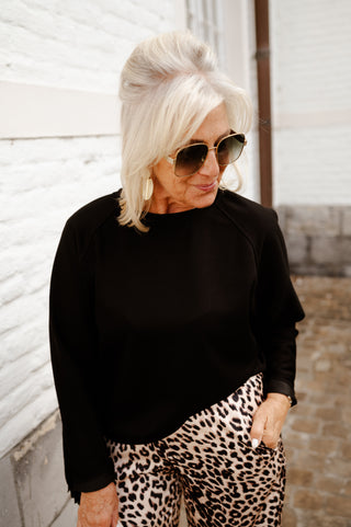 POLLY SWEATER FRINGE BLACK