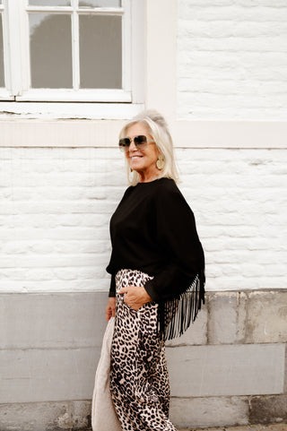 POLLY SWEATER FRINGE BLACK