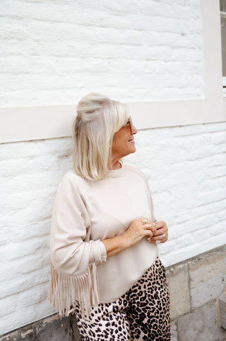 POLLY SWEATER FRINGE BEIGE
