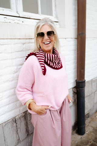 LUCA KNIT BANDANA PINK-BURGUNDY