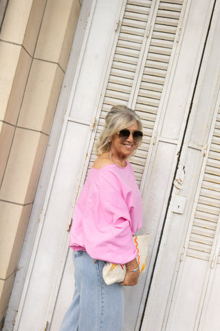 BOBBY OFF-SHOULDER SWEATER PINK