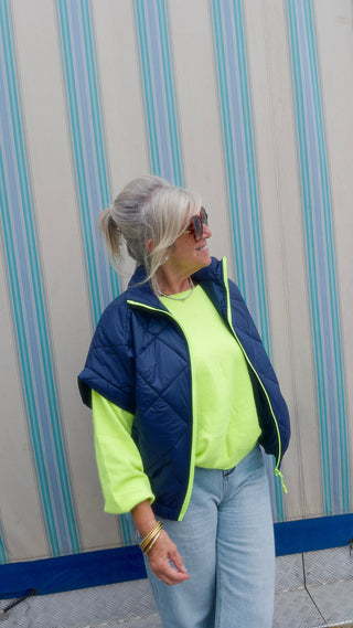 PIPER JACKET NAVY/NEON GREEN