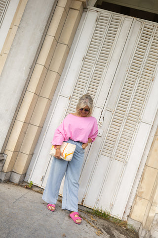 BOBBY OFF-SHOULDER SWEATER PINK