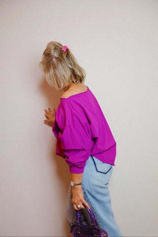 BOBBY OFF-SHOULDER SWEATER MAGENTA