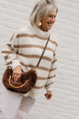 GIGI STRIPED KNIT BEIGE