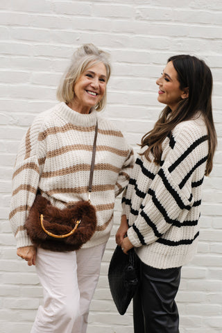 GIGI STRIPED KNIT BEIGE