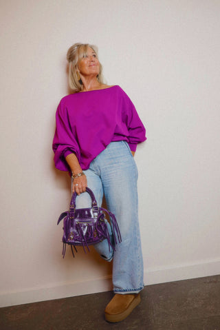 BOBBY OFF-SHOULDER SWEATER MAGENTA