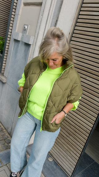 PIPER JACKET KHAKI/NEON GREEN