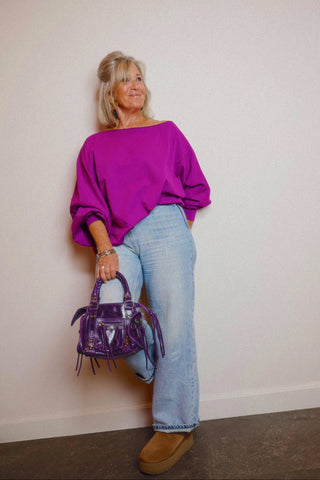 BOBBY OFF-SHOULDER SWEATER MAGENTA