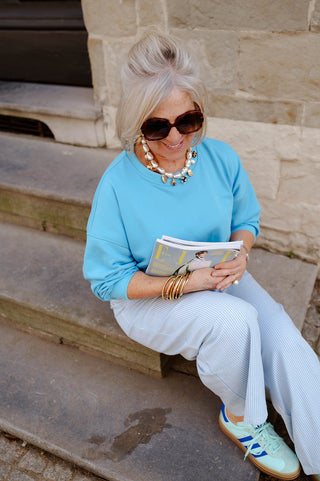 LOLA TROUSERS STRIPES BLUE