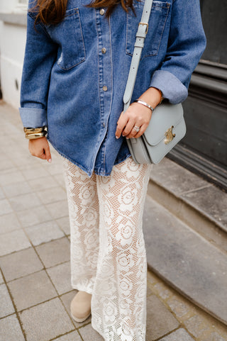 SAMMIE TROUSERS FLOWER LACE WHITE