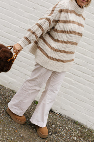 GIGI STRIPED KNIT BEIGE