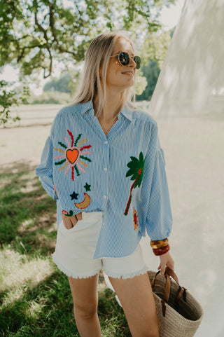 SKYE STRIPED BLOUSE BLUE PATCHES