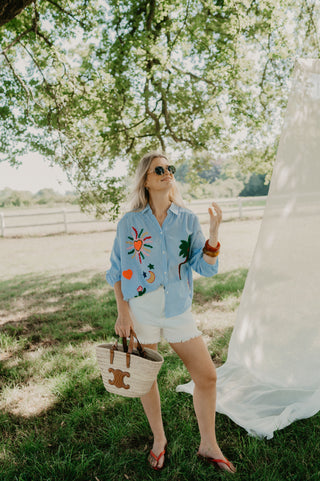 SKYE STRIPED BLOUSE BLUE PATCHES