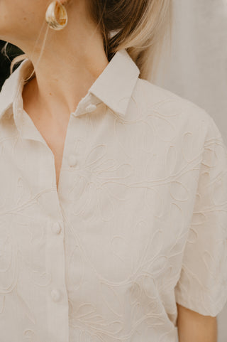 LUNA BLOUSE FLOWERS BEIGE