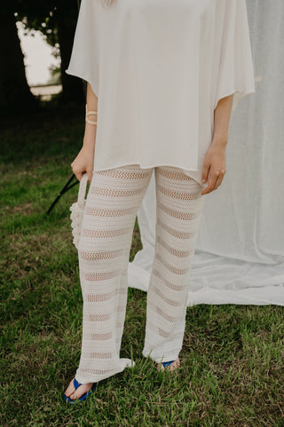 KAIA CROCHET TROUSERS WHITE