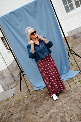 SOPHIE POLKADOT SKIRT BURGUNDY