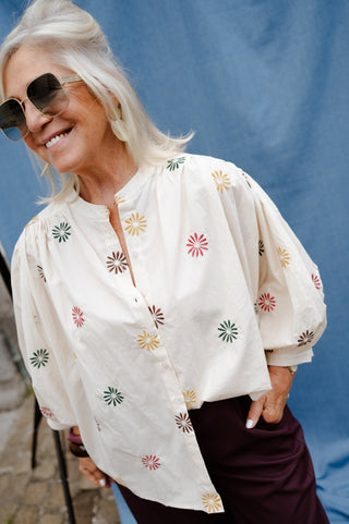 ISA BLOUSE ECRU FLOWERS