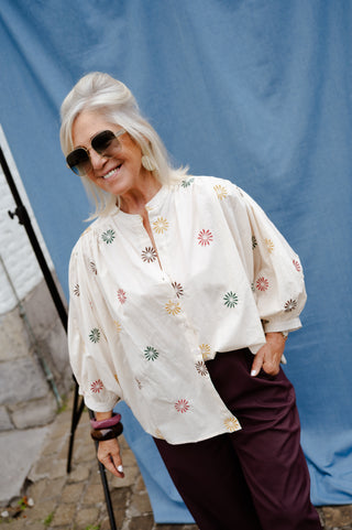 ISA BLOUSE ECRU FLOWERS