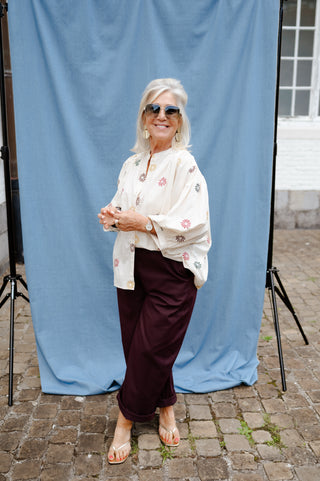 ISA BLOUSE ECRU FLOWERS