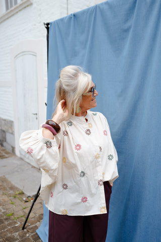 ISA BLOUSE ECRU FLOWERS