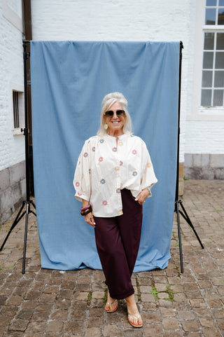 ISA BLOUSE ECRU FLOWERS