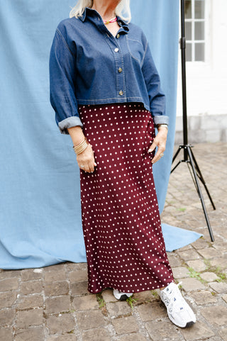 SOPHIE POLKADOT SKIRT BURGUNDY