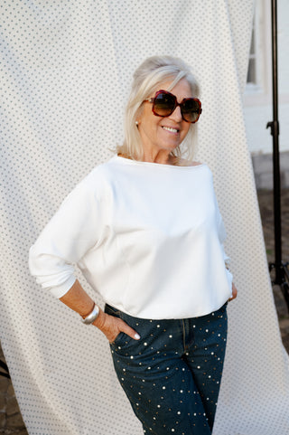 OTIS OFF SHOULDER SWEATER WHITE