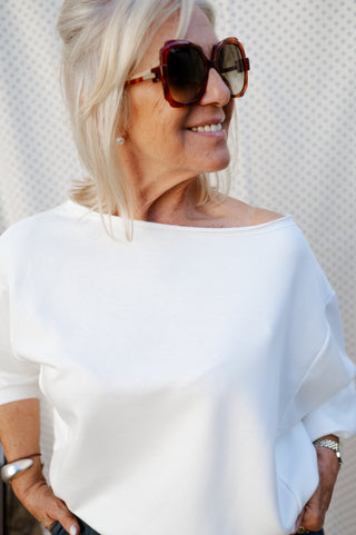 OTIS OFF SHOULDER SWEATER WHITE