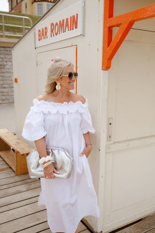 FLORENCE OFF SHOULDER DRESS WHITE
