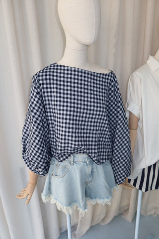 MILA VICHY BLOUSE NAVY