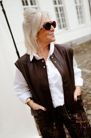 VINNIE LEATHER JACKET BROWN