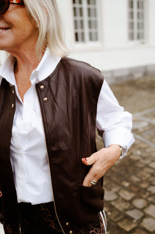 VINNIE LEATHER JACKET BROWN