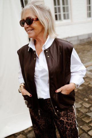 VINNIE LEATHER JACKET BROWN