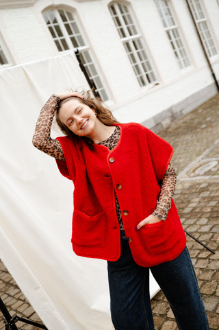 ALBA TEDDY JACKET RED