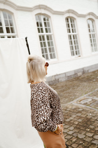 ABBY OFF SHOULDER SWEATER LEOPARD