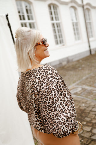ABBY OFF SHOULDER SWEATER LEOPARD