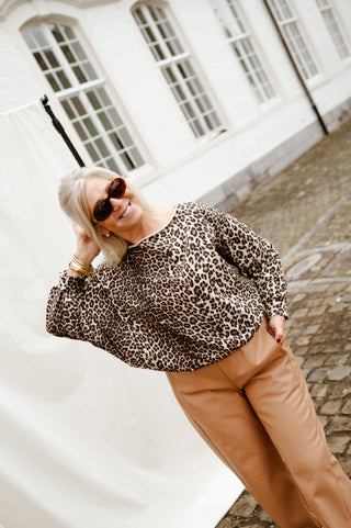 ABBY OFF SHOULDER SWEATER LEOPARD