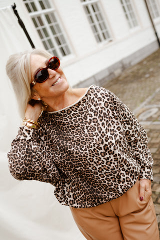 ABBY OFF SHOULDER SWEATER LEOPARD