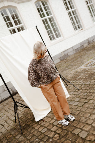 ABBY OFF SHOULDER SWEATER LEOPARD