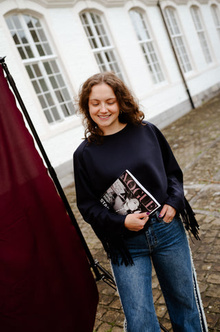 POLLY SWEATER FRINGE NAVY