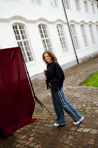 POLLY SWEATER FRINGE NAVY