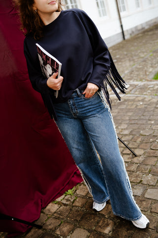 POLLY SWEATER FRINGE NAVY