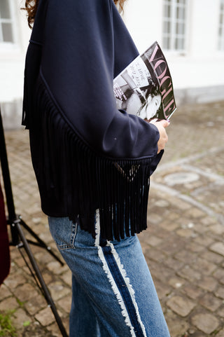 POLLY SWEATER FRINGE NAVY