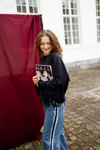 POLLY SWEATER FRINGE NAVY