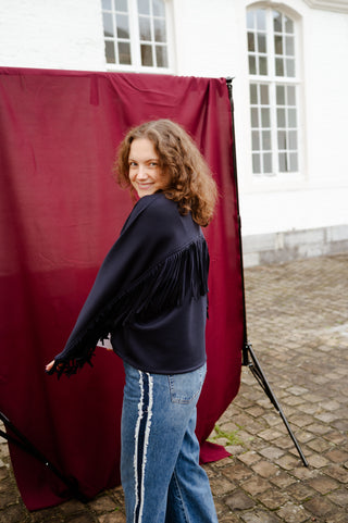 POLLY SWEATER FRINGE NAVY