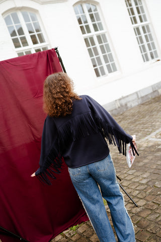 POLLY SWEATER FRINGE NAVY